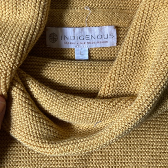 indigenous yellow cowl neck tunic sweater womens large - Picture 2 of 6